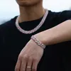 Ankomst lyxiga höfter humle 13 mm isad ut bling regnbåge cz kubansk kedja halsband hiphop för män smycken fabrikspris