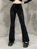 Women's Pants Capris InsGoth Retro Gothic Print Black Pants Goth Harajuku High Waist Flared Pants Gothic Aesthetic Punk High Waist Women Trousers 230330
