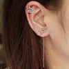 Brincos de costas 1pc Tamel Chain Snake Clip on Women Kpop White Gold Color Ear Piercing Zircon Cartilage Studs Jóias Atacado KCE141