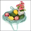 Storage Bags Mesh Net Bag String Shop Baskets Tote Woven Reusable Fruit Vegetables Handbag Drop Delivery Home Garden Housekee Organiz Dhxc1