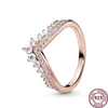 925 argent femmes Fit Pandora anneau Original coeur couronne mode anneaux lumière extravagante souhaitant os cristal couronne femme Pan