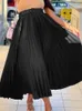 Etniska kläder Långa afrikanska veckade kjolar Kvinnor med bältes hög midja ankel längd Afrika mode solid office lady kjol