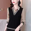 Women's Polos Fake Twopiece Bottoming Polo Shirt's Spring Autumn Fashion Allmatch Longsleeved Blouse Tops 230330