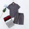 Męska odzież sutowa męska letnia piżama modal Plus w rozmiarze krótkie rękawy cienki wąk w dekolcie Pajama zestaw maillot de foot piżama 5xl 230330