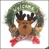 Decorazioni natalizie Rattan Ghirlanda di legno Porta della bambola Decorazione appesa Ghirlanda Babbo Natale Pupazzo di neve Alce Decor Drop Delivery Home Garden Fe Dhhsu