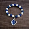 Braccialetti con ciondoli Doppio naso Bianco Blu Disco di cristallo Sfera perline Zeta Phi Beta Braccialetti per Sorority Greek Life Member Gift Souvenirs