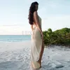 Casual Dresses Sexy Backless Split Maxi Dress For Women Summer Elegant Low V-Neck Club Party Halter Sleeveless Beach Outfits