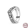 925 Silver Women Fit Pandora Ring Original Heart Crown Fashion Rings Exquisite Love Heart Fashion V-shaped