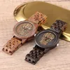 Orologi da polso Semplice legno di noce Scheletro di teschio Orologi da uomo Ghost Design Analogico da polso al quarzo Orologio da uomo Steampunk Orologio con cinturino in legno Uomo 2023