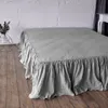 Sängkjol 100% ren linne sängkläder solid rufsad sängkläder kuddväska grå sängkläder stor full storlek sängkläder 230330