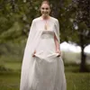 Wraps Jackets Wedding Bridal Chiffon Long Cape Dinner Party Formal Lady Cloak O-Neck Prom Women Shawl Soft Elegant Bolero White Black