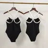 Kadın Mayo Seksi Halter Black White Bodysuit Mayo Yaz Moda Bodycon Beach Tatil Teps Kıyafetler 230329