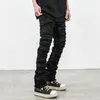 Mens Jeans Black Skinny Denim Heavy Destruction Ripped Biker European American Streetwear Hip Hop Slim Jean Pants for Men 230330