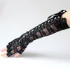 Five Fingers Gloves Satin Opera Evening Party Prom Costume Long Black Lace Tie Sexy Half Finger Nightclub