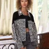 Kurtki damskie Molan Fashion Woman Denim Kurtka Leopard 2023 Lapel Singal Bereded Vintage dżins płaszcz żeński