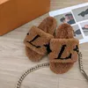 Designer Vrouwen Slippers Katoen Platte Sandalen Slides Antislip Indoor Katoen Stof Casual Schoenen Herfst Winter Slides Slijtage sandaal Met Doos