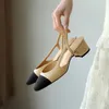 Платье обуви модельер дизайнер черный абрикос сандалии Baotou C Home маленькая ароматная подошва одиночная одиночная бату.