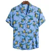 Camisas casuais masculinas 2023 New Men Shirts Hawaiian Camicias Casual One Button Shirts Wild Pineapple Print Summer Brecha Bloups Lapeel Streetwear Tops W0328