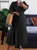 Plus size Dresses VONDA Plus Size 5XL Women's Shirt Dress Fall Sexy V-Neck Button Half Sleeve Maxi Westidos Bohemian Elegant Party Dress 230330