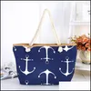 Aufbewahrungstaschen Boat Anchor Shoder Stripe Design Bag Summer Beach Canvas Handtaschen Classic Totes Fashion Travel Holiday Drop Delivery Ho Dhz0A