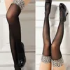 Frauen Socken Sexy Strumpf Sheer Lace Top Oberschenkel Hohe Strümpfe Leopard Stay Up Female