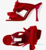 Luxury Flaca Women Sandals Shoes with Bow Velvet Square Toe Mules Lady Party Wedding Dress High Heels Sexy Slip-on Slippers