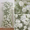 Kransar Dekorativa blommor Lyxig baby Breath Gypsophila Rose Flower Row Arrangement Bröllop Bakgrund Dekor Konstgjorda blommiga festevenemang