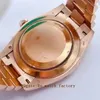 2024 Män tittar på 40/36mm 18K Rose Gold 3235 Movement Automatic DJ Factory Mens Armband Watches Triangular Pit Mönster Ytterring 228235