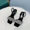 Kutu Kadın Sandalet Kristal Crunchie Sandal Slayt Lüks Tasarımcı Lady Ayakkabılar Günlük Terlik Açık Ayakkabı Partisi Boyutu 34-40