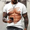 Mens Tshirts Summer Clothing Men Tshirt Abstract Funny Pectoral Muscle 3D Print Top Graphic Round Neck T Shirts Streetwear Clothes Overizd 230330