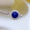 Luxury Sapphire Diamond Ring 100% Real 925 Sterling Silver Party Wedding Band Rings for Women Bridal Engagement Jewelry Gift