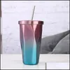 Tumblers 500Ml Stainless Steel Diamond Car Cups Travel Coffee Mug Tea Mugs With Lid And St Gradient Drop Delivery Home Garden Kitche Dhhgc