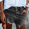 Dames jeans zomer 2023 kleding meisjes broek streetwear hoge taille denim shorts casual multi button kwastje los blauwblack Jean 230330