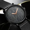 Armbandsur lyxigt trä Dial Watch Men Gold Sliver Thin Minimalist Genève Simple Quartz Business Watches Men's Full Black Steel Wood