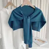 Foulards Coréen Couleur Unie Protège-Cou Écharpe Femme Tricoté Chaud Châle Hiver Laine Blouse Épaules Faux Col Cape Noué Écharpe Q36S