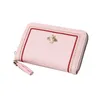 Authentic Leather Tactile Feel Clutch Multi-Card-Slot Card Holder Zipper Butterfly Decoration Document Package Coin Purse Factory Wholesale