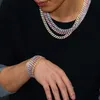 Hip Hop Hommes Femmes Bijoux Collier 8mm Cuivre Plaqué Or 1 Rangée Cz Diamant Glacé Miami Cubain Lien Chaîne De Cou