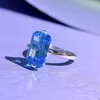 Anello con acquamarina taglio smeraldo 100% vero argento sterling 925 Fedi nuziali per feste per donna Uomo Gioielli di fidanzamento regalo