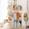 Badezimmer-Aufbewahrungsorganisation Kosmetik-Make-up-Organisator-Box-Regal 360-Grad-Drei-Schichten-Drehdisplay Acryl-Organisatoren