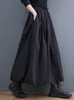 Jupes noir Vintage taille haute jupe plissée femmes grande taille mode cordon lâche décontracté Midi vêtements automne hiver 230330