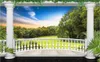 Fonds d'écran personnalisé Po 3d chambre papier peint européen jardin balcon prairie forêt paysage peinture peintures murales pour murs 3 D