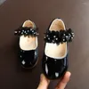 Flat Shoes Little Girl Patent Leather Princess Children's Dress Pearl Sweet Soft Comfortable Elegant Wedding Party