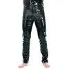 Mäns jeans latex män byxor glänsande våt look pu läder mode täta byxor för klubb scen show rock band prestanda 230330