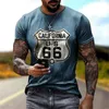 Masculino masculino masculino de tamanhos grandes de tamanhos grandes Vintage Loose Fashion Fashion America Rota 66 Letras impressas O vermelho respirável 230330