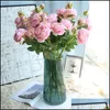 Dekorative Blumenkränze Künstliche Westliche Rose 3 Kopf Pfingstrose Party Home Decor Seidenmaterialien Blume Gefälschte Tropfenlieferung Dh3Ka