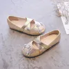 2023 Kids Princess Flat Shoes The Round Head Childern Casual Crystal Studenten Flat Sweet Little Girls Shoes