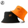 Wide Brim Hats Bucket FS Summer Orange For Men Women Cotton Streetwear Hip Hop Panama Cap Doublesided Sunscreen Fisherman Hat Bob Homme 230330