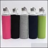 Water Bottles 550Ml Universal High Temperature Resistant Glass Sport Bottle With Tea Filter Infuser Jug Protective Bag Drop Delivery Dheml