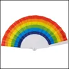 Autres fournitures de fête festive Fan arc-en-ciel Gay Pride Os en plastique Lgbt Portable 23Cm Fans Festival de musique Club Événement Cadeaux Drop Deliv Dhfsx