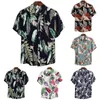 Men's Casual Shirts Men'S Cotton Polyester Summer Short Sleeve Shirt Tropical Pattern Breathable Hawaiian Beach Male Shirts Casual Blouse For Men W0328